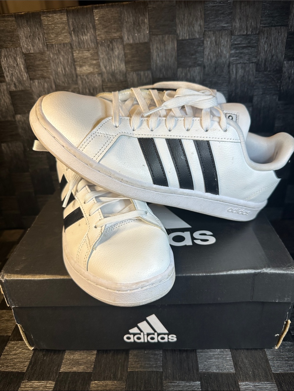 adidas Men’s White Sneakers with Black Stripes